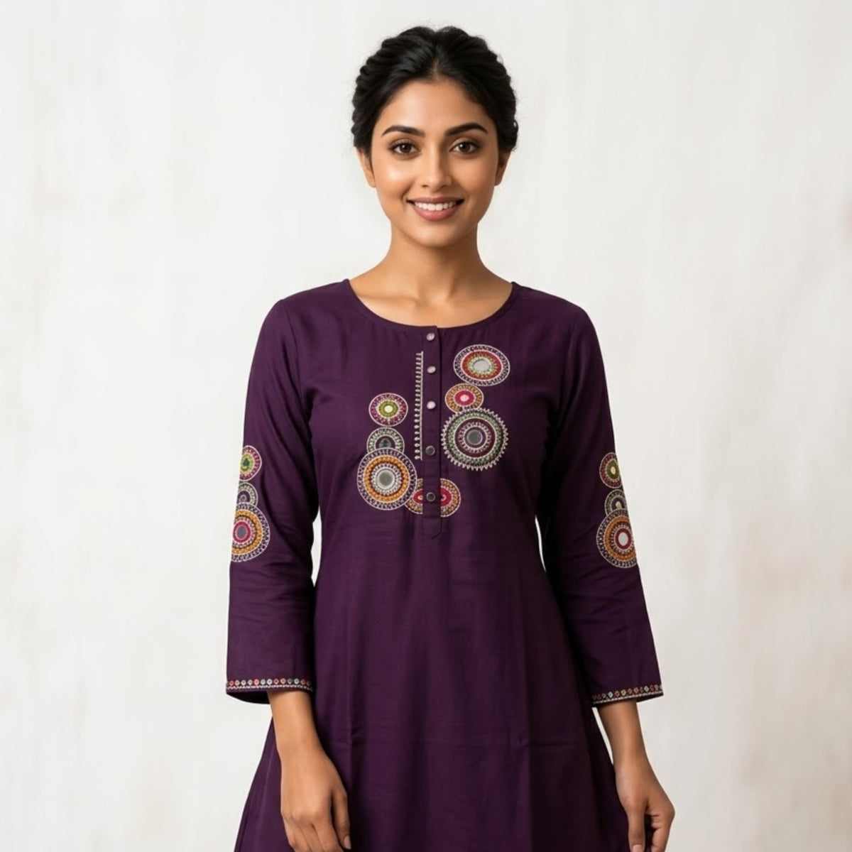 Royal Purple Embroidered Kurta Set