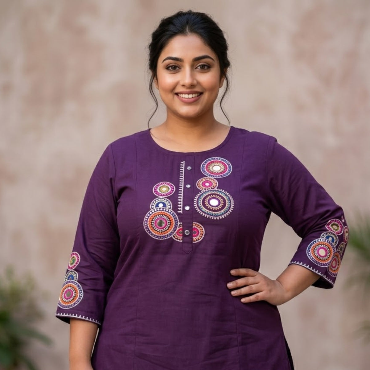 Royal Purple Embroidered Kurta Set